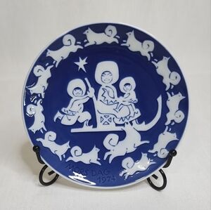 Vintage Royal Copenhagen Blue White Decorative Mother's Day Mors Dag 1974 Plate